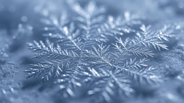 Macro Ice Crystals Forming on Frozen Surface &ndash; Extreme Close-Up Frost Growth