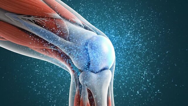 3D Animated Right Knee Joint Inflamed & Healing, Medical Animation