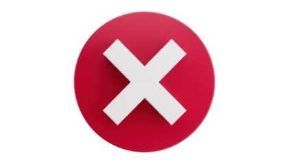 Isolated circular red icon with white X inside indicating wrong or error symbol