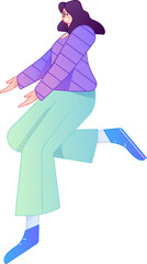 Vector flat gradient illustration of a character flying and hovering.
