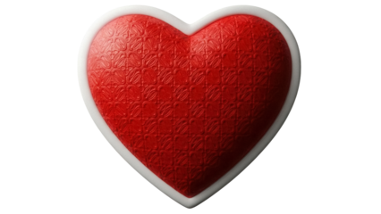 Textured red heart isolated PNG on transparent background, love symbol for Valentine s Day and romantic design projects