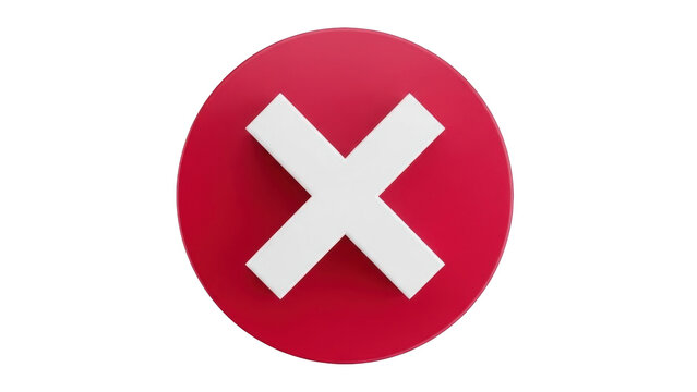 Isolated circular red icon with white X inside indicating wrong or error symbol