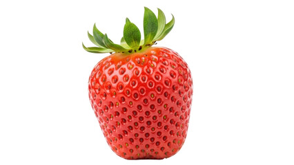 Isolated fresh red strawberry with green calyx, healthy organic fruit close-up