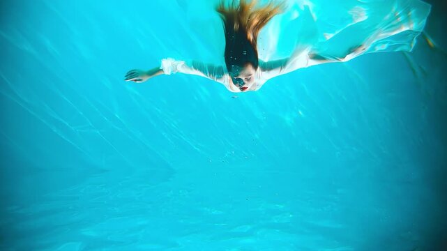 Fantasy woman drowns girl goddess river nymph mermaid underwater video 
