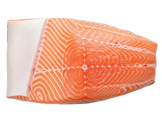 Isolated raw salmon fillet with skin, for cooking, healthy eating, rich in omega-3 acids