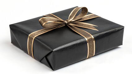 Black gift box on white background.