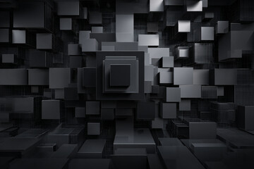 Fototapeta premium intricate dark geometric background with cubes and grids