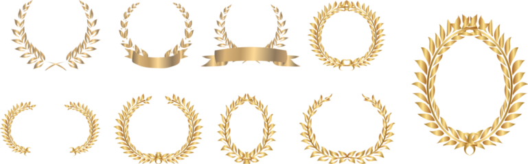 Luxury Holden Laurel Wreath Set Golden laurel wreath set elegant elements, classic victory award branch icons, luxury achievement prize decoration
