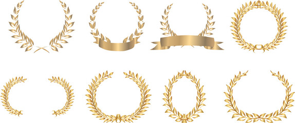 Luxury Holden Laurel Wreath Set Golden laurel wreath set elegant elements, classic victory award...