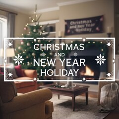 living room with christmas tree