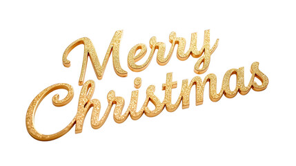 Elegant gold glitter merry christmas text isolated on white background