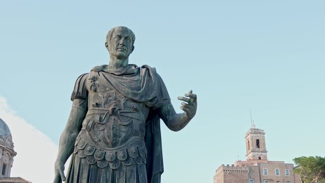 Statue of Julius Caesar Standing Proudly in Historic Center of Ancient City