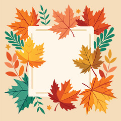 Fototapeta premium Autumn leaf border with blank square