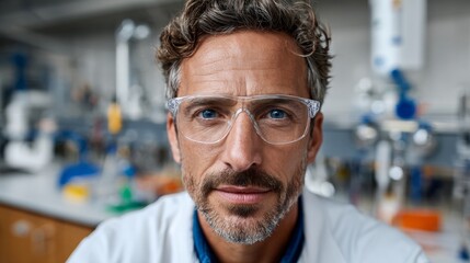 Man in lab coat and glasses.