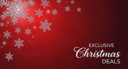 Festive red background with sparkling silver snowflake decoration, representing winter celebration, holidays, perfect for festive season or commercial purposes