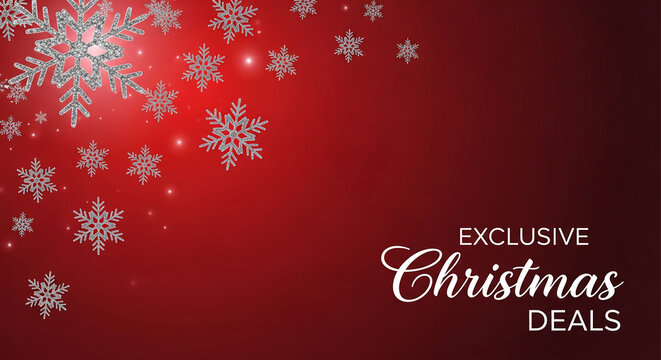 Festive red background with sparkling silver snowflake decoration, representing winter celebration, holidays, perfect for festive season or commercial purposes