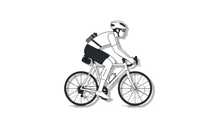 Fototapeta premium Cyclist in linear style: modern sporty bicycle illustration