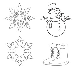 Stylized winter snowflake emblem with intricate geometric patterns isolated on white background