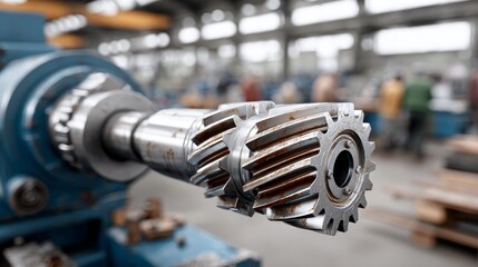 Precision machining of metal gears in industrial factory systems showcasing skilled techniques in a high-tech environment