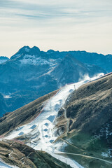 Snow cannons prepare ski slope