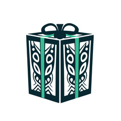 Stylized Gift Box Vector with Geometric Pattern