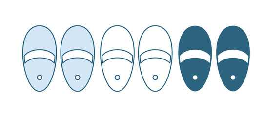 Blue Slippers icon isolated on white background. Flip flops sign. Vector