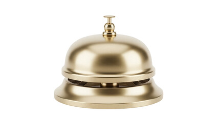 Gold service bell isolated PNG, vintage hotel reception call bell for assistance on transparent background