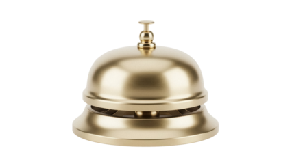 Gold service bell isolated PNG, vintage hotel reception call bell for assistance on transparent background