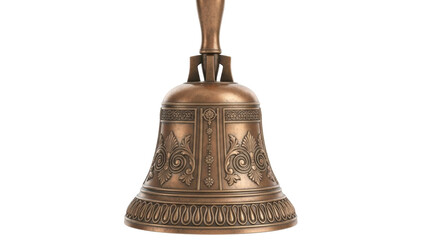 Isolated ornate bronze bell with intricate carvings for ringing out special occasions