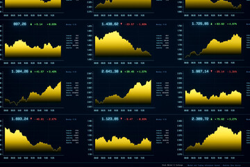 Chart moving up and down, index data, market research, stock market and exchange. Business strategy, trading,  information, growth, wealth, financial markets.