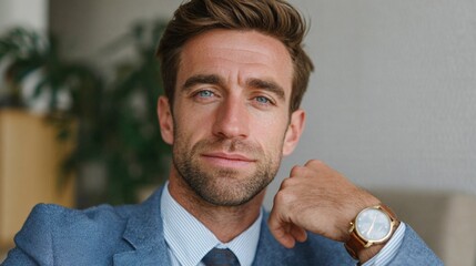 Man in suit posing in office