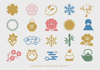 単色シルエットの和モダンな冬のモチーフ