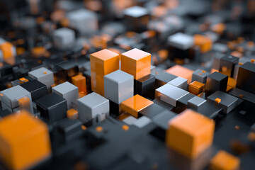 Obraz premium abstract geometric background with orange and gray cubes