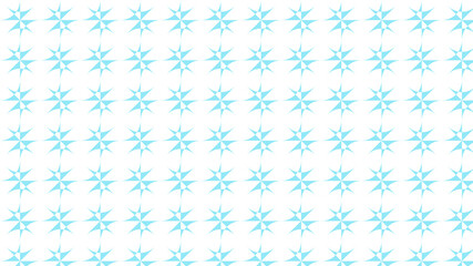 Repeating Pattern of Light Blue Starburst Shapes on White abstract background