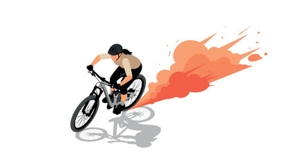 Dynamic biking adventure in isometric style with explosive energy trail