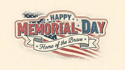 Happy memorial day vintage graphic design with distressed us flag and banner.