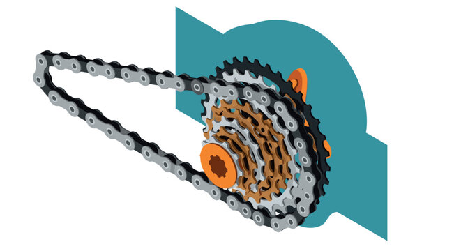 Isometric bicycle gear and chain design: mechanical engineering component
