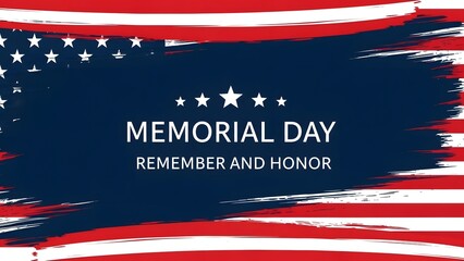 Memorial day remember and honor banner with distressed american flag graphic