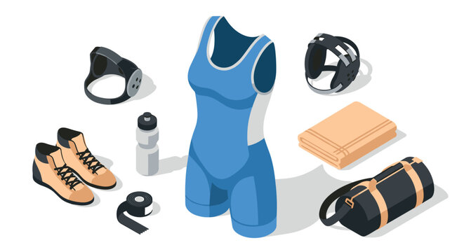 Isometric sports gear: cycling attire and accessories set
