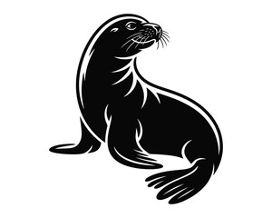 Seal silhouette, Seal sitting silhouette, flipper Seal lying illustration, Seal balancing ball vector, Seal black vector design Set collection, seal silhouette, seal sitting silhouette, seal lying 