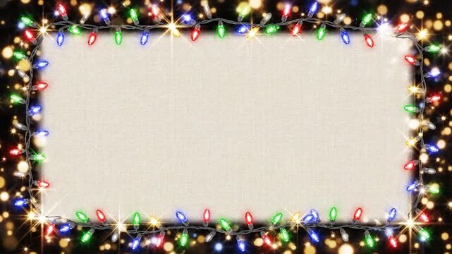 Bright Christmas holiday frame border design with colorful Xmas tree illustration, green floral decoration pattern, and invitation card vector