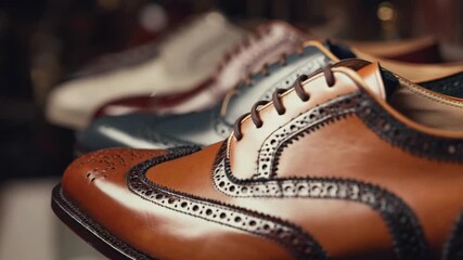 Close medium shot of stylish footwear focusing on craftsmanship tailored for highimpact advertising visuals.