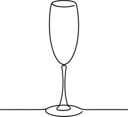  Continuous one line drawing of champagne glass holiday symbol line art vector illustration