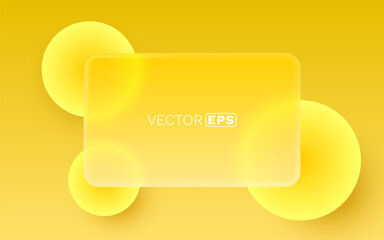 Yellow glass frame background with abstract shapes.