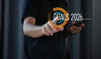 Goals 2026 with Businessman &mdash; Business Target and Technology Success Concept
