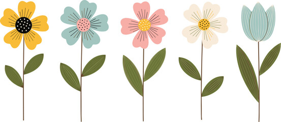 Happy Mothers Day floral illustration with colorful spring flowers and elegant greeting design in modern vector style