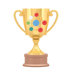 Fototapeta premium Golden trophy with molecule isolated on transparent background generative ai