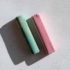 Two Pastel Chalk Sticks on White Surface