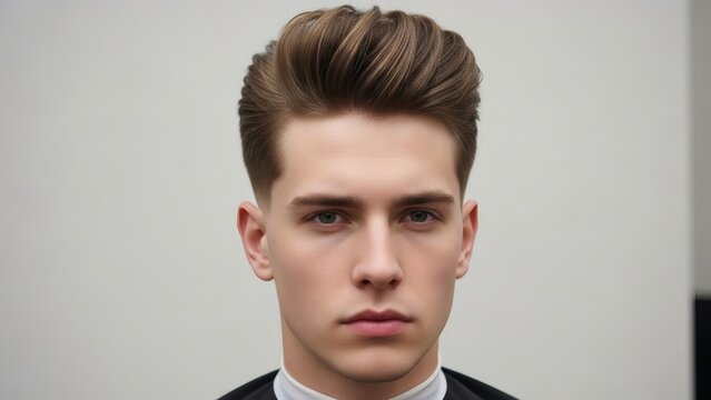 Full-Face Classic Quiff Portrait on Minimal Studio Background