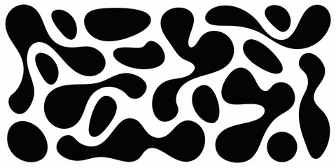 Abstract black and white organic shapes creating a fluid repeating pattern